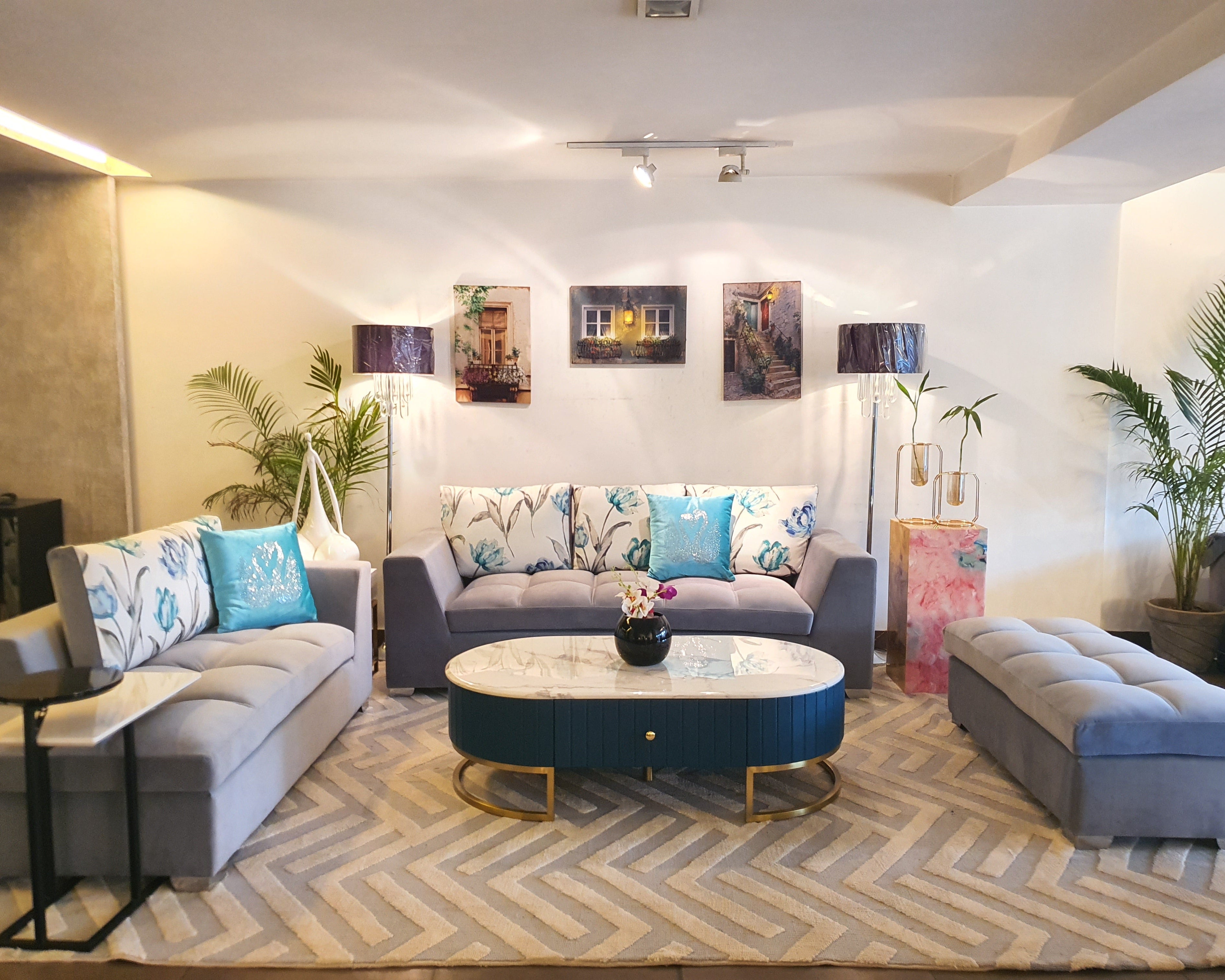Pastel Blue Scandinavian Sectional