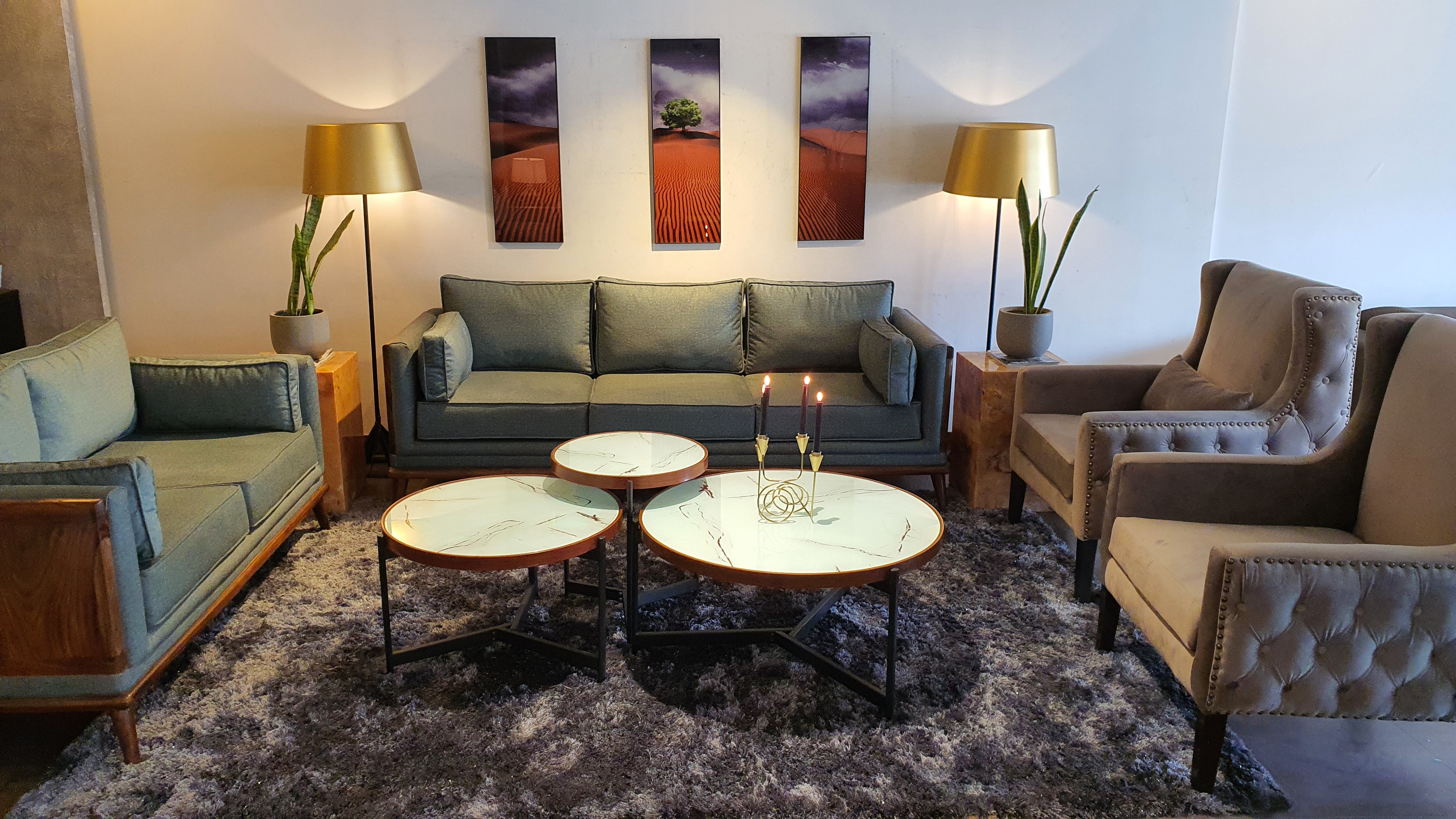 Earthy Tones Mid-Century Sofa