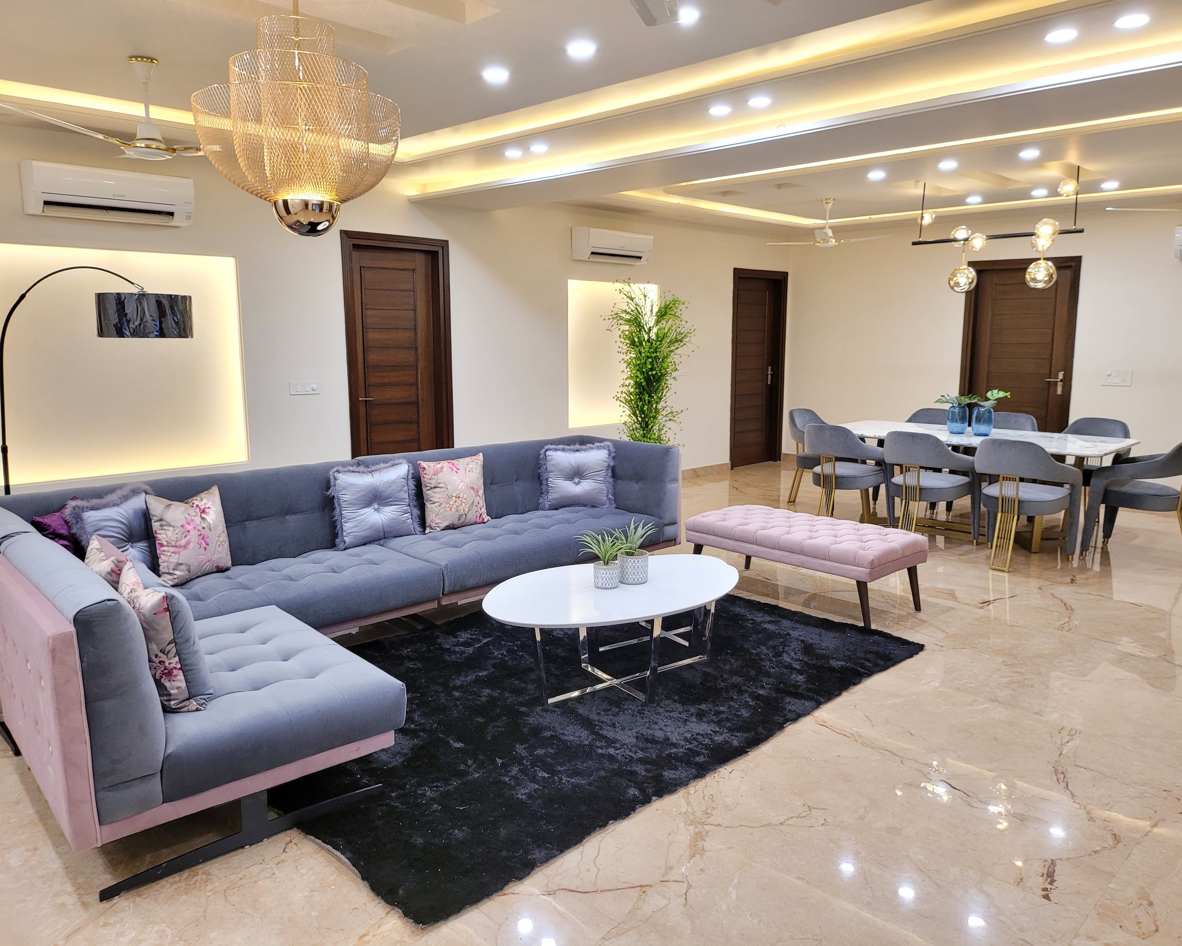 Glam Lavender L-Shape Sofa