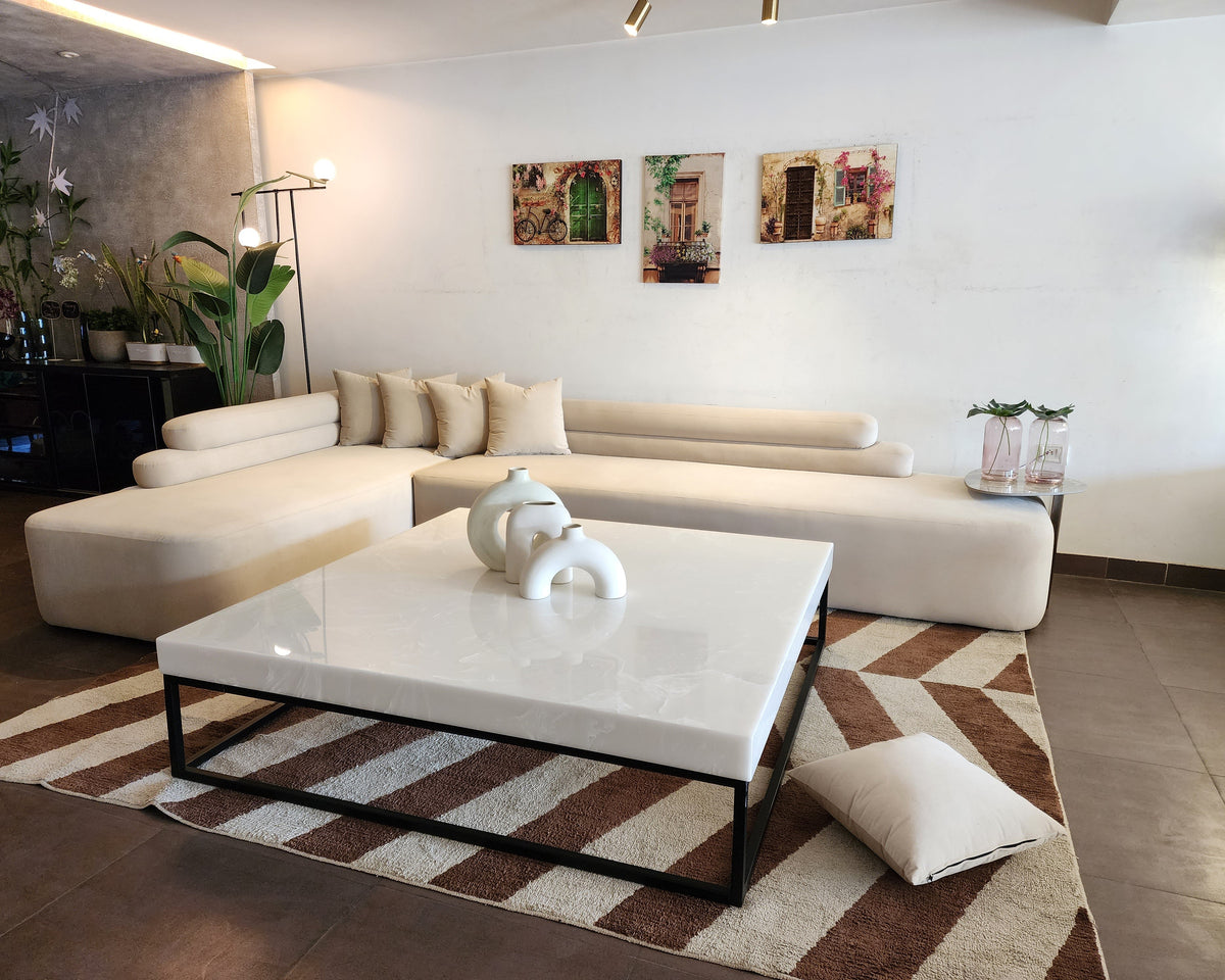 Contemporary Ivory Sectional – Azzo Modern Furniture