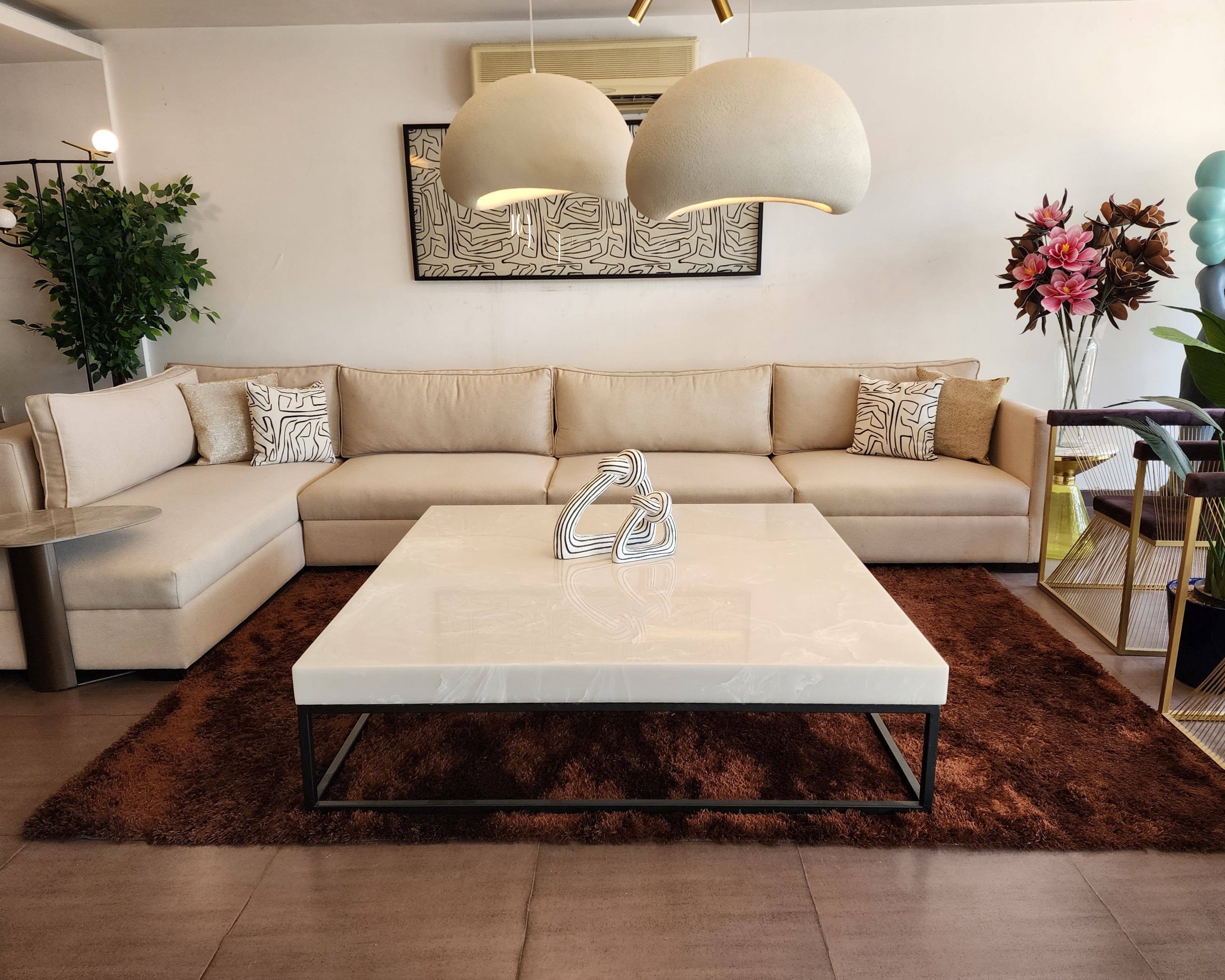 Elegant Beige Marble-Top Set